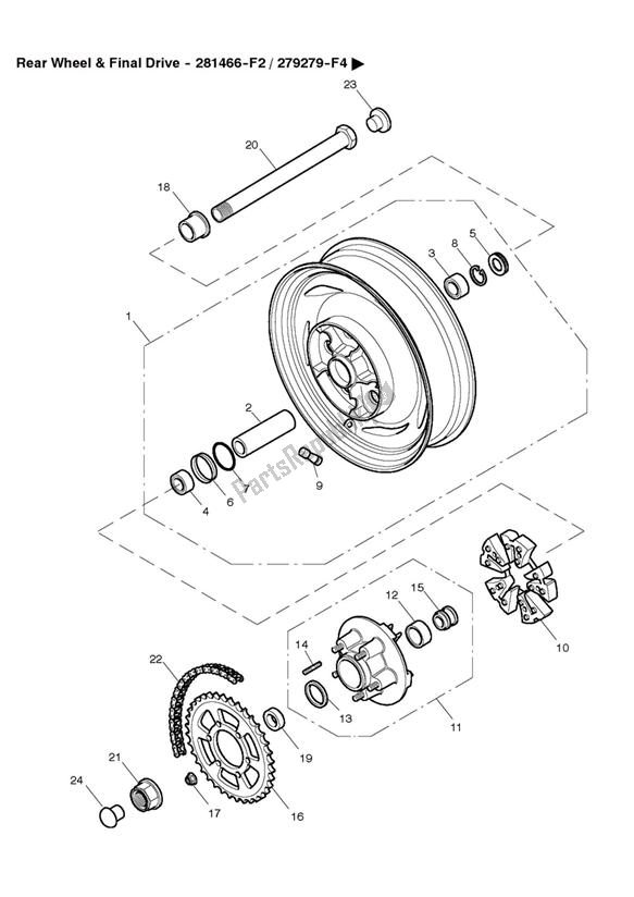 All parts for the Rear Wheel/final Drive 281466-f2 / 279279-f4 > of the Triumph America Carburettor 790 2002 - 2007